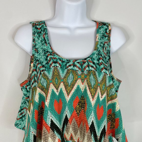 Altar'd State Dress M Aqua Coral Southwest Aztec Flowy Comfortable Maxi Long - Picture 2 of 13
